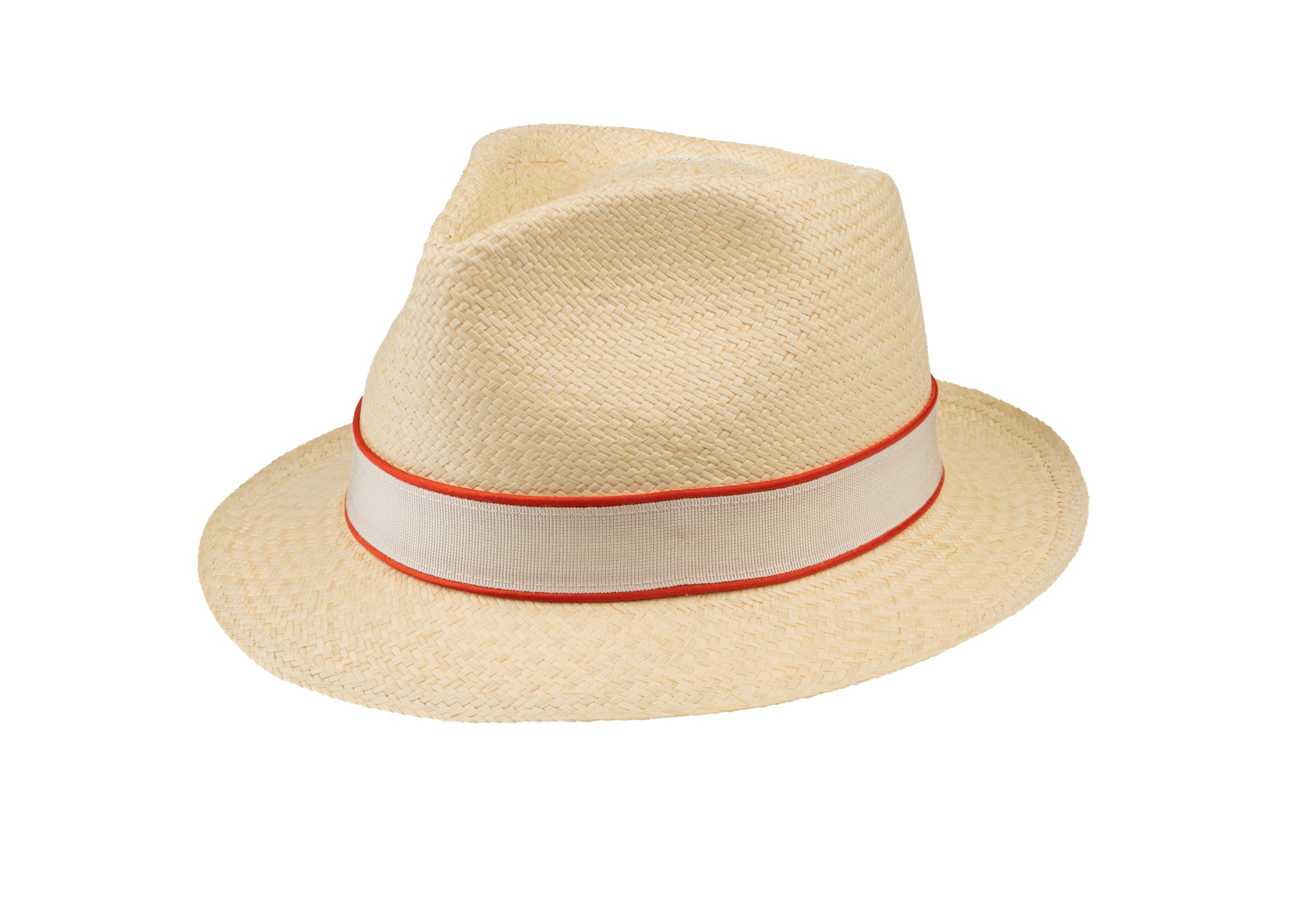 Trilby Panama (Semi-bleached) Cream & Orange Band – ChristysHats display picture 3