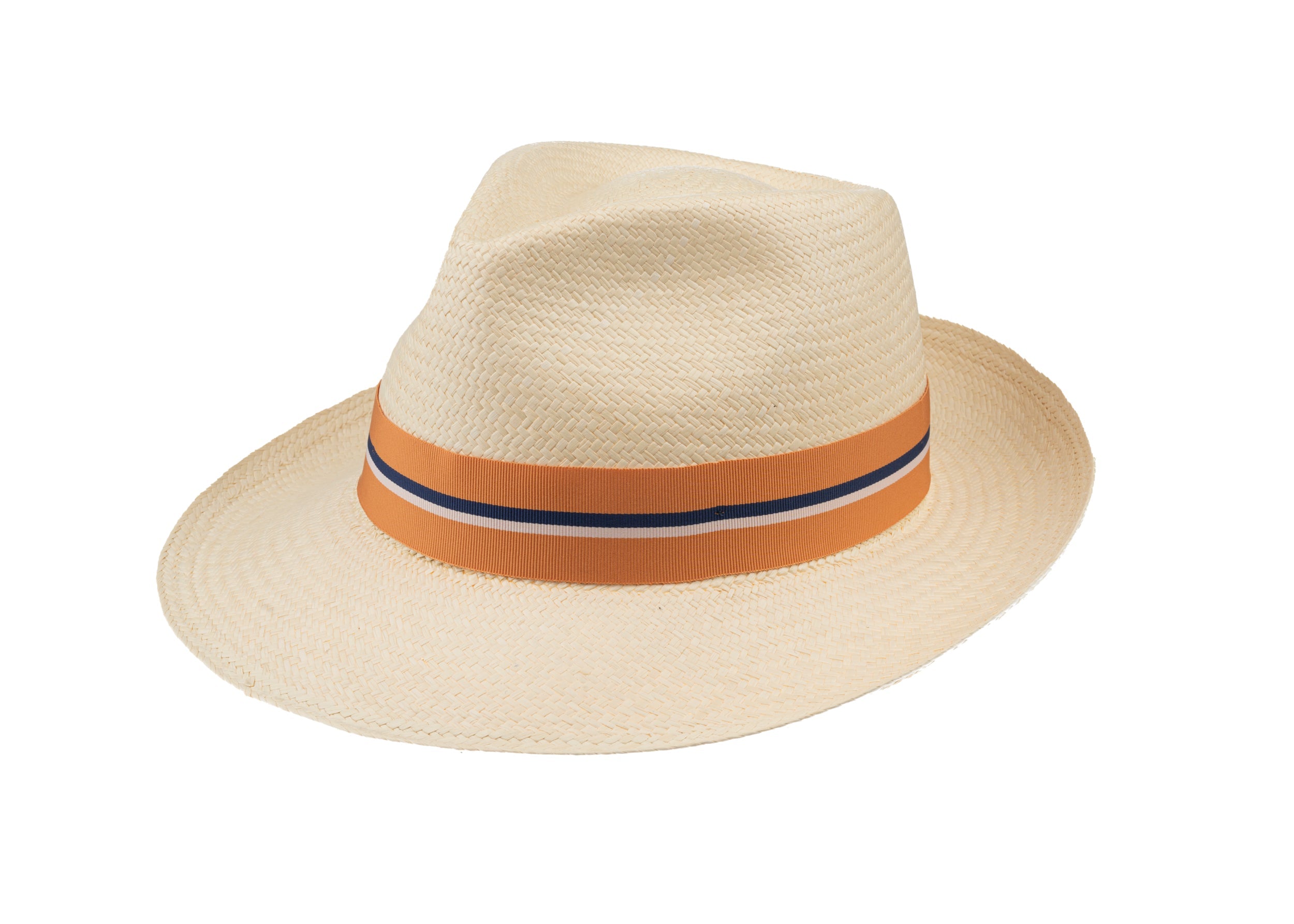 Trilby Panama (Semi-bleached) Orange & Stripe Band