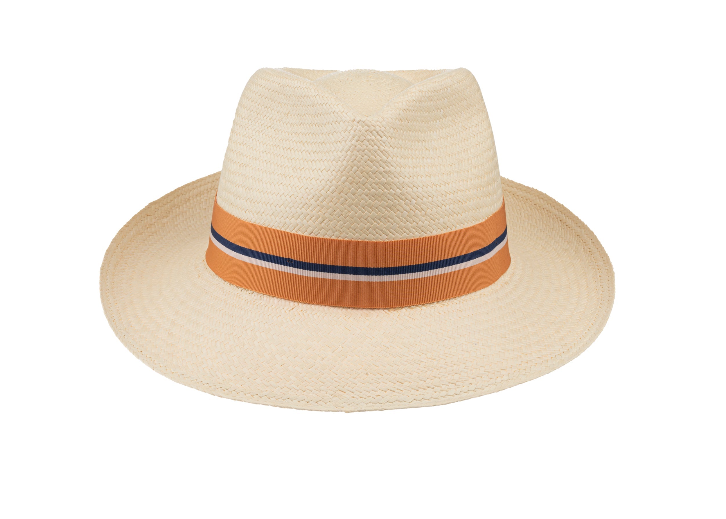 Trilby Panama (Semi-bleached) Orange & Stripe Band