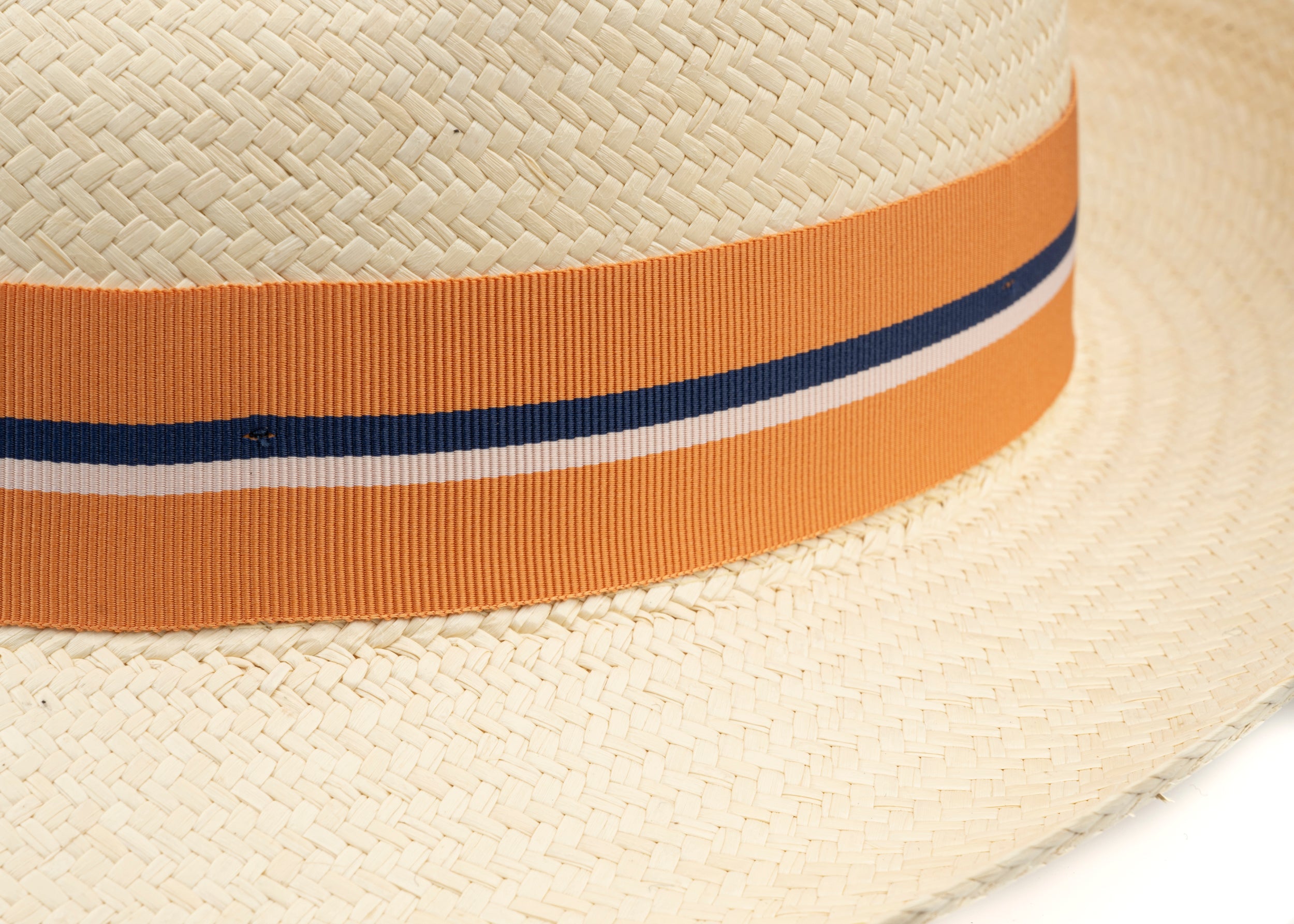 Trilby Panama (Semi-bleached) Orange & Stripe Band