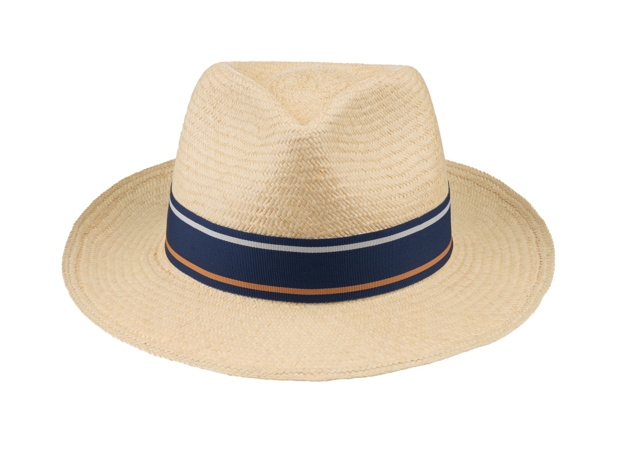 Trilby Panama (Semi-bleached) Lt Navy Striped Band