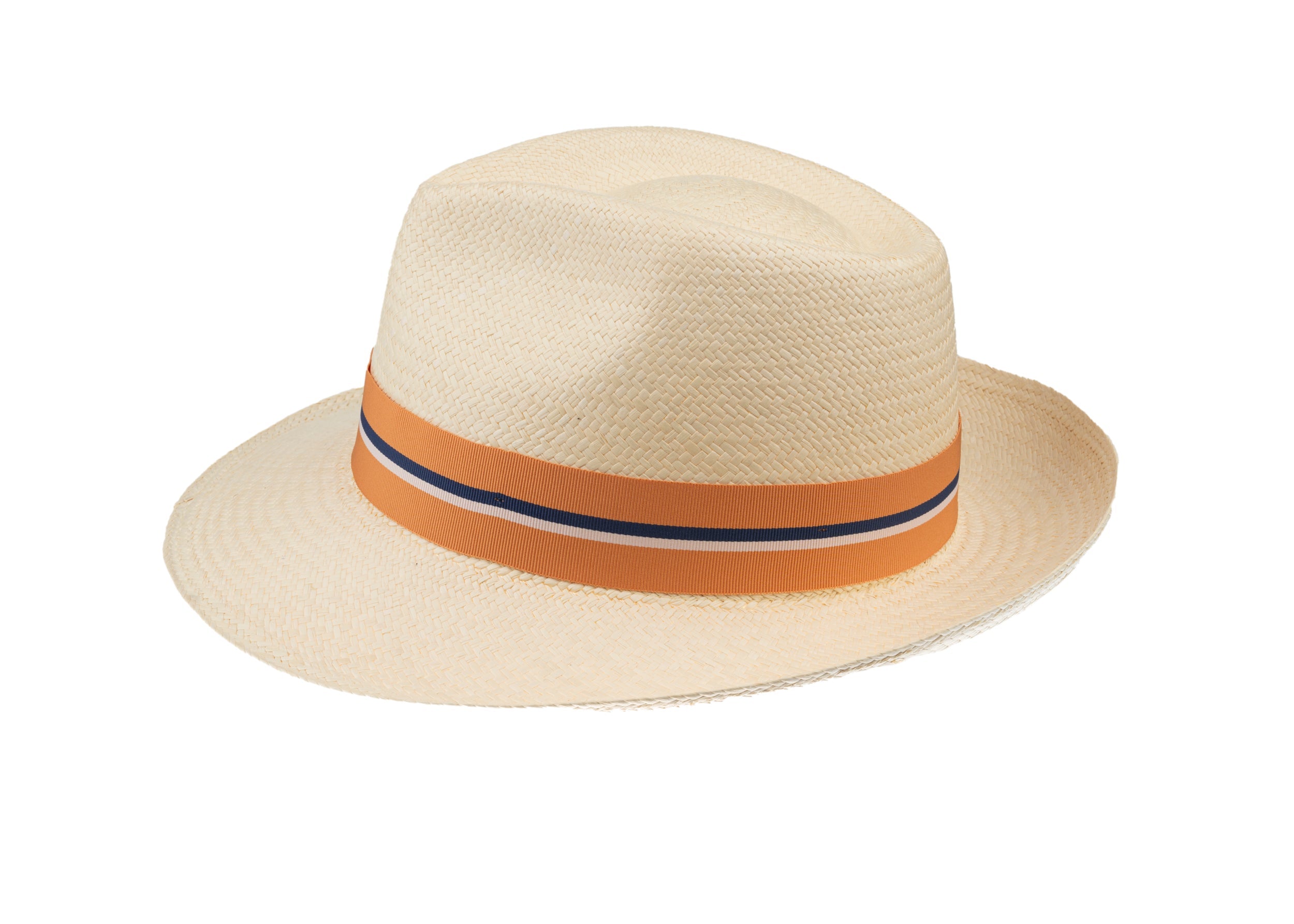 Trilby Panama (Semi-bleached) Orange & Stripe Band