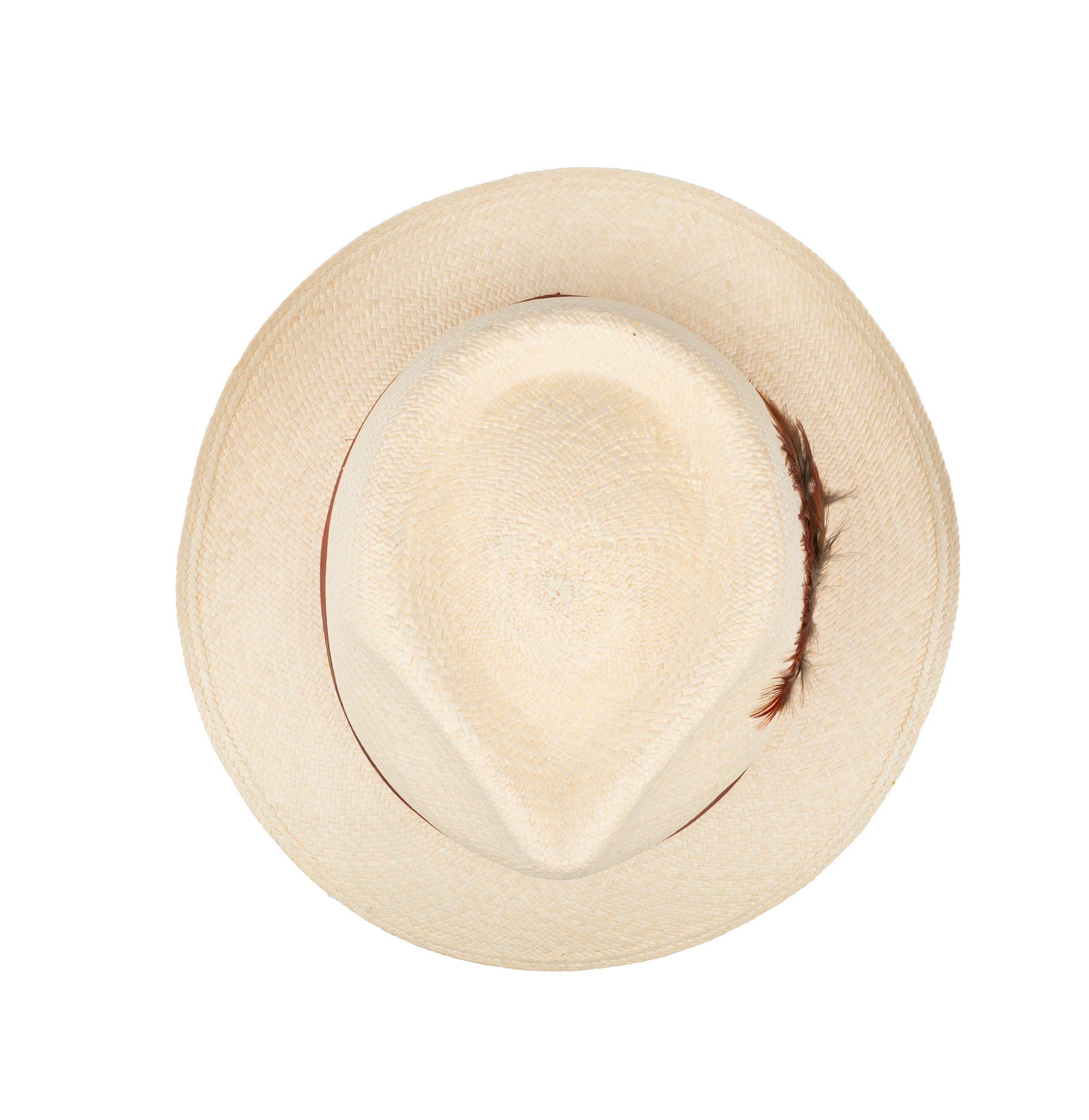 Trilby Panama (Semi-bleached) Rust Band with Rust Feathers