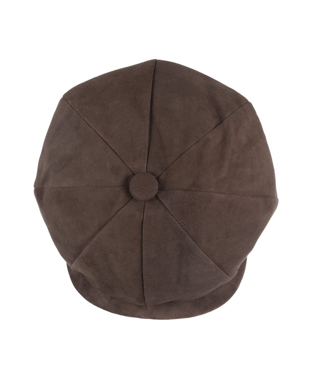 Choc 8 piece baker boy cap in soft suede