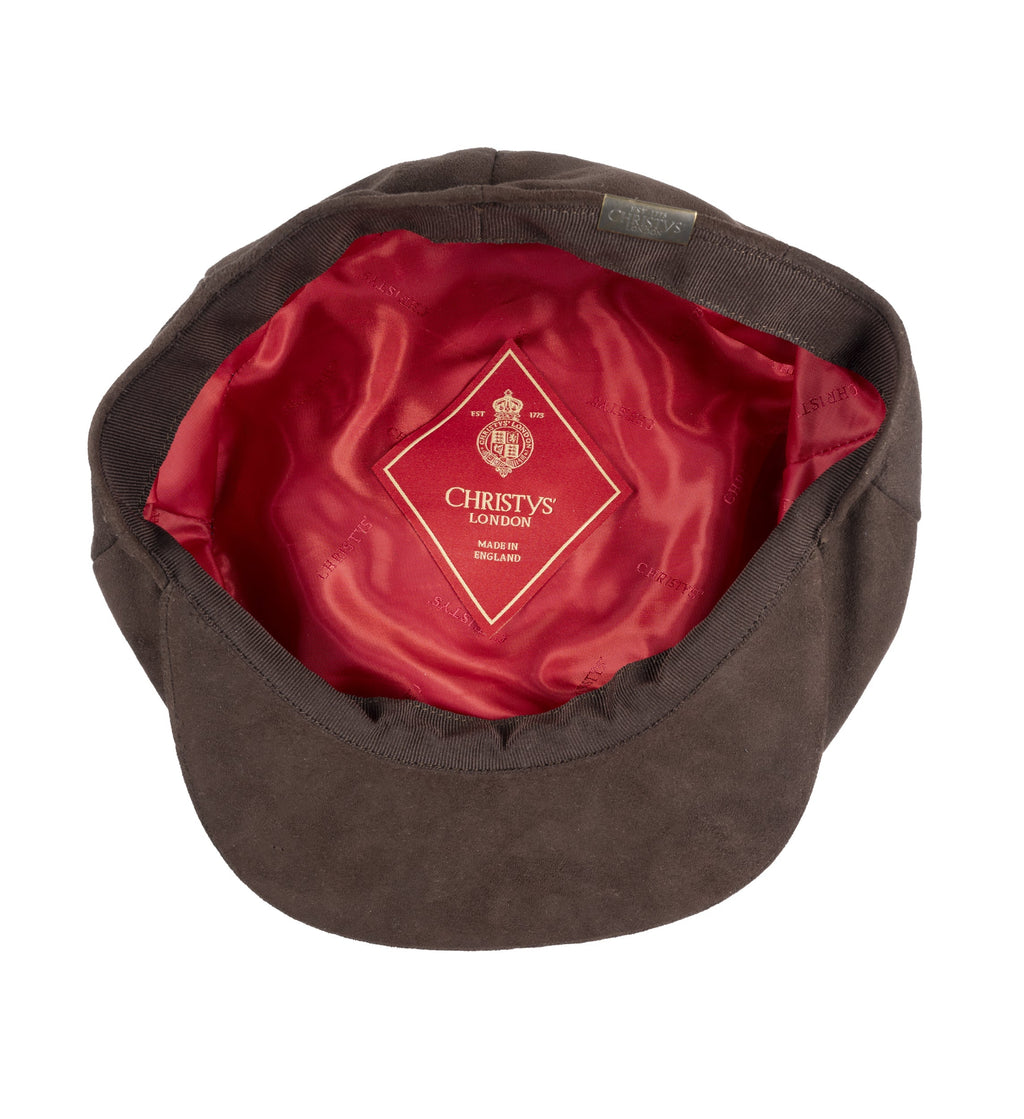 Choc 8 piece baker boy cap in soft suede