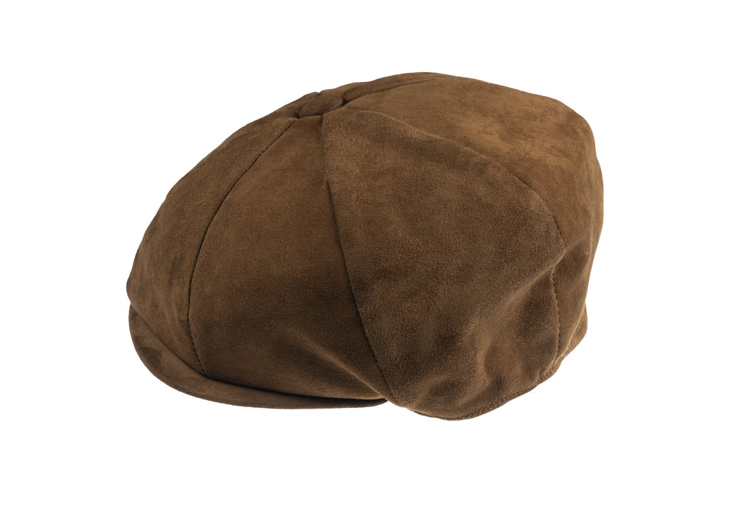 Toffee 8 piece baker boy cap in soft suede