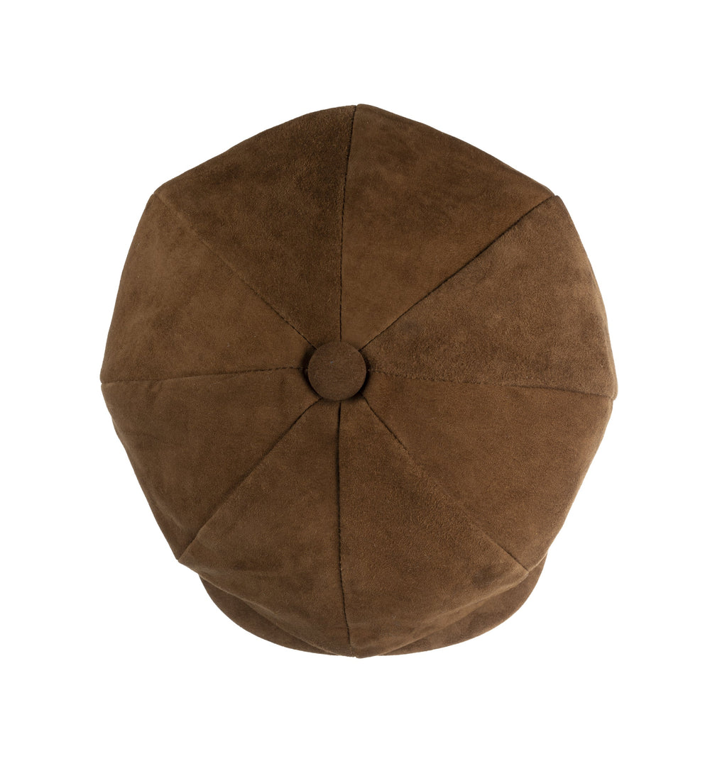Toffee 8 piece baker boy cap in soft suede