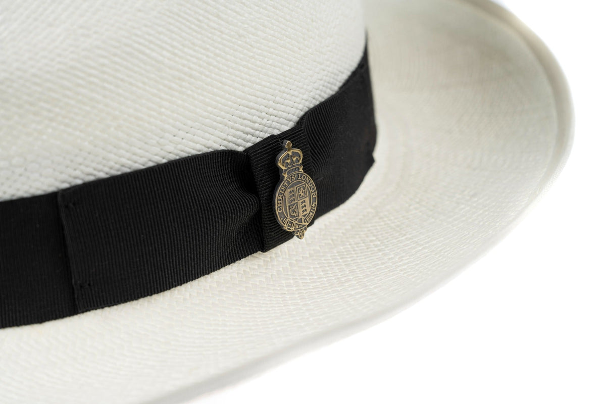 Classic Preset Panama Hat With Black Band & Cream Binding 