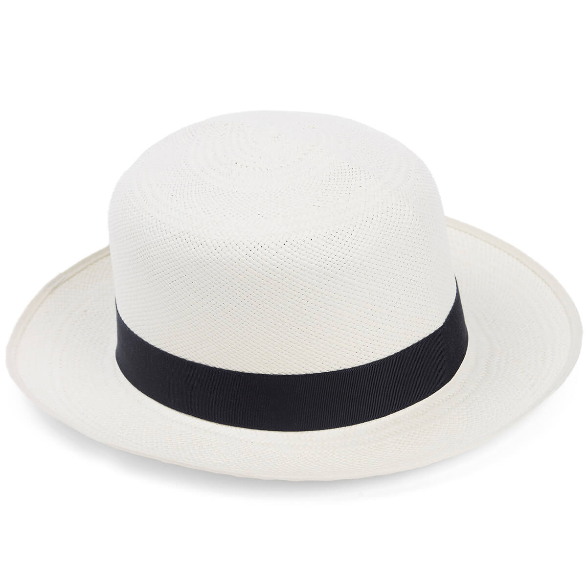 Superfine Folder Panama Hat With Navy Band Cream Binding