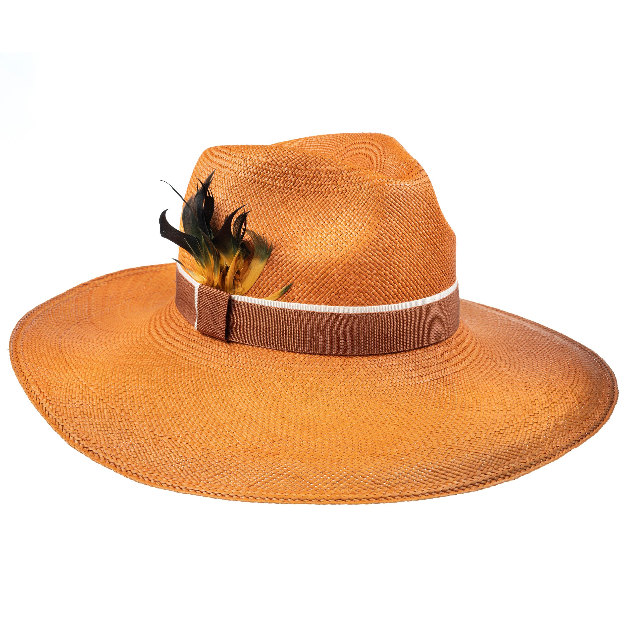 Orange wide best sale brim hat