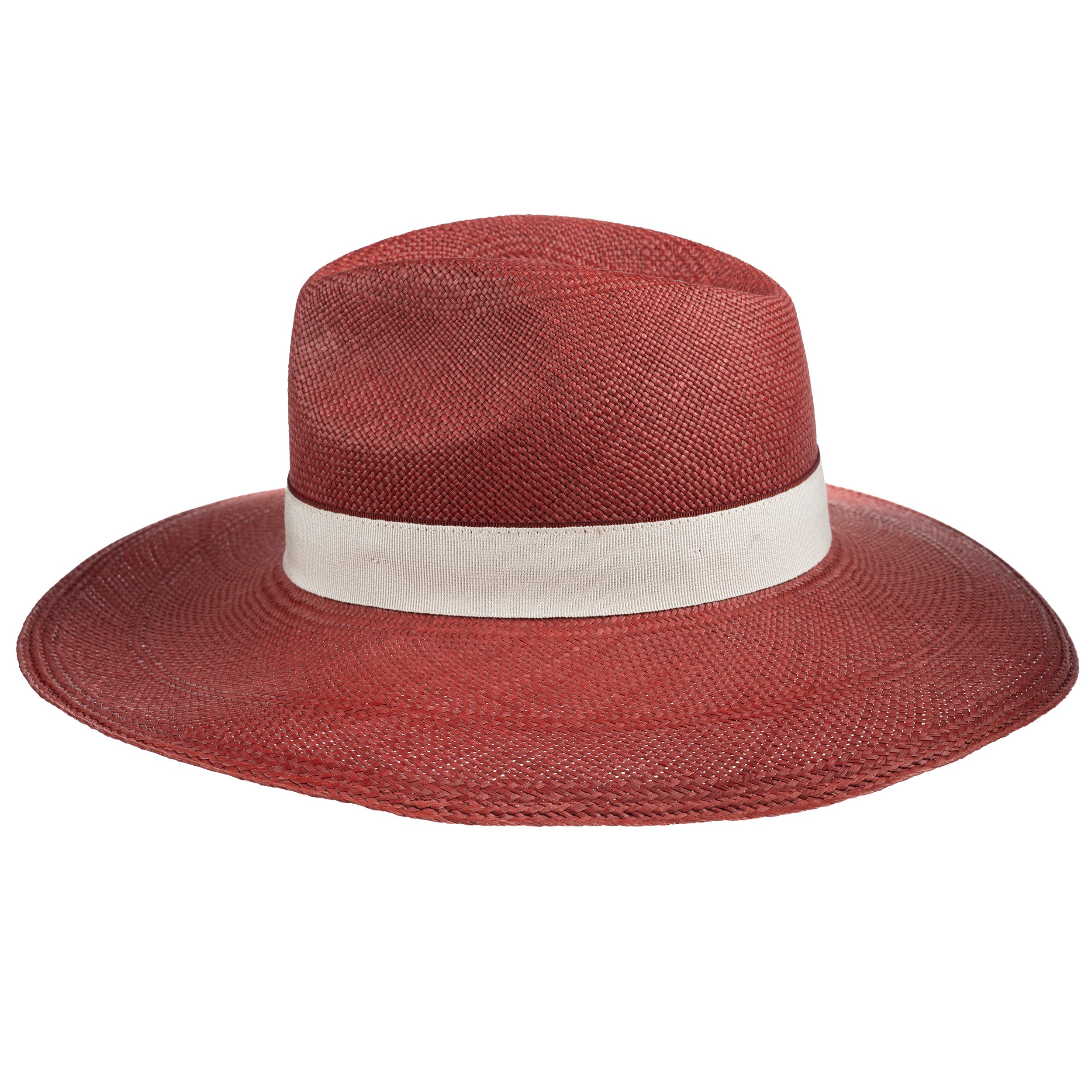 Red wide best sale brim hat